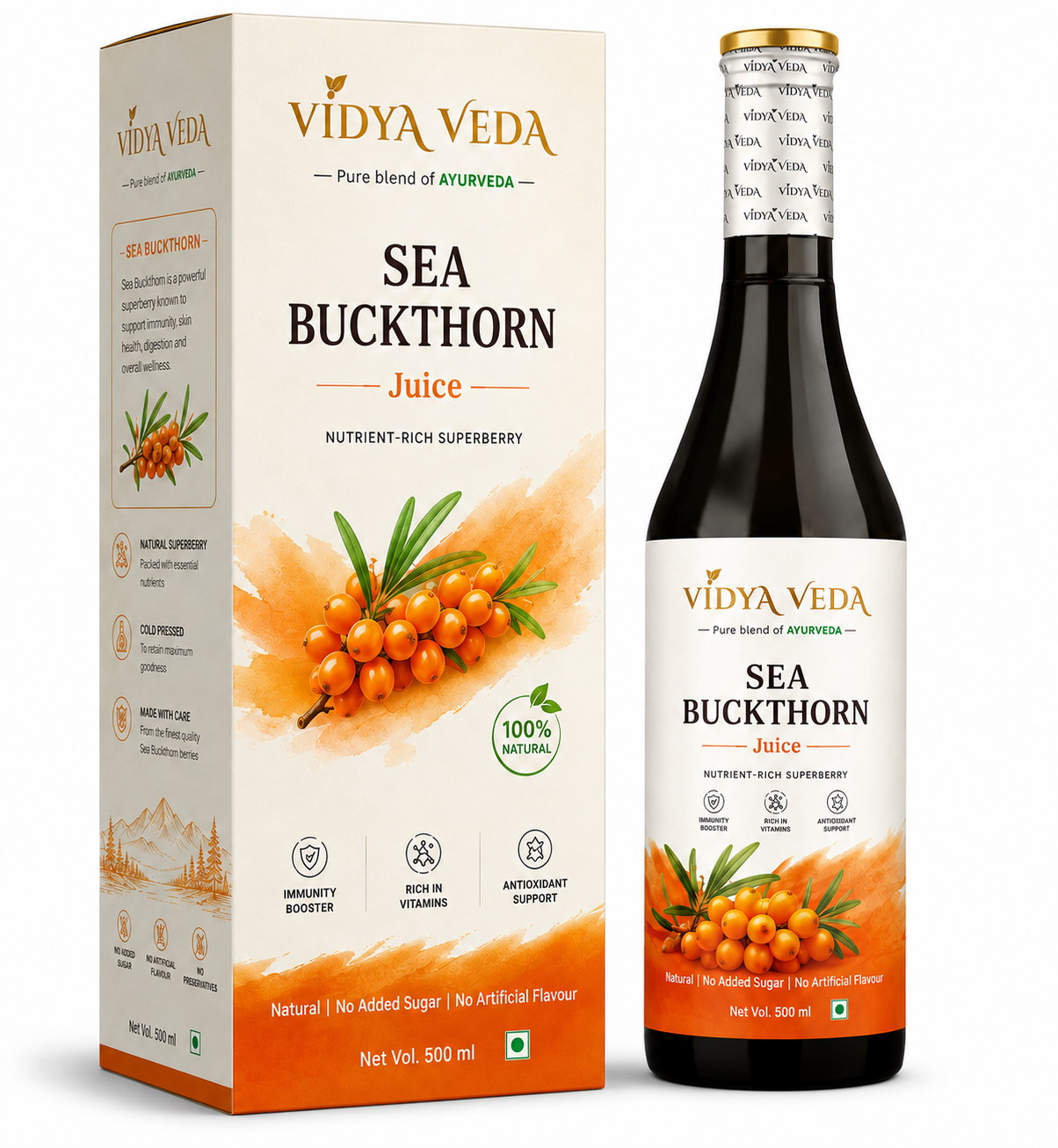 Vidyaveda Sea Buckthorn Juice 500ml – Buy 1 Get 1 FREE